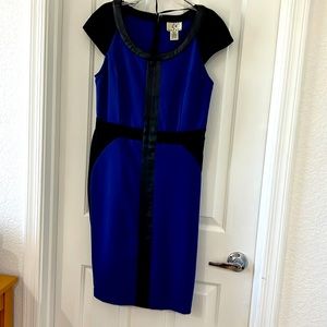 Blue and black dress.